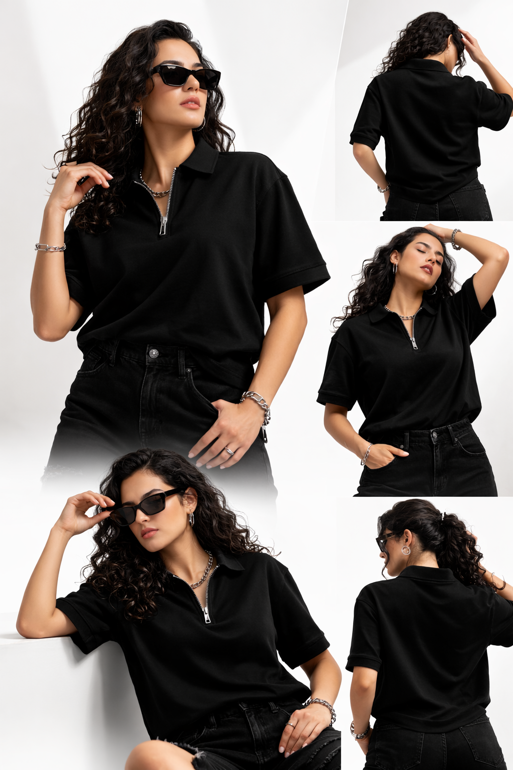 HALF ZIPPER POLO BLACK