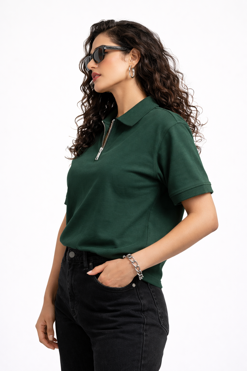 HALF ZIPPER POLO GREEN
