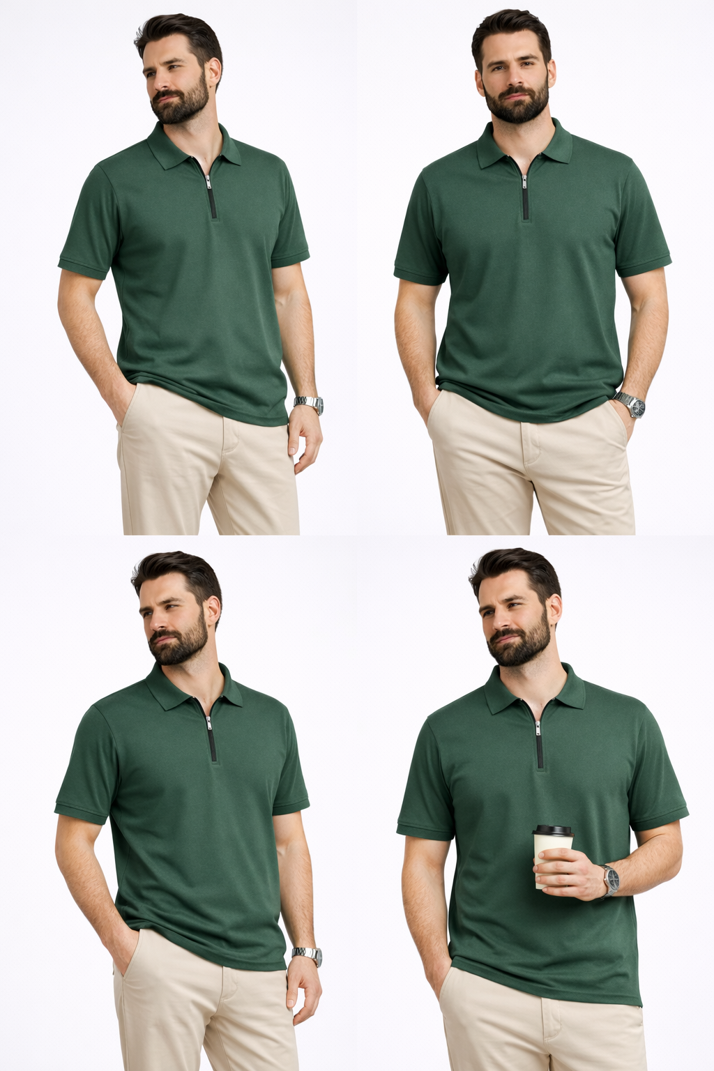 HALF ZIPPER POLO GREEN