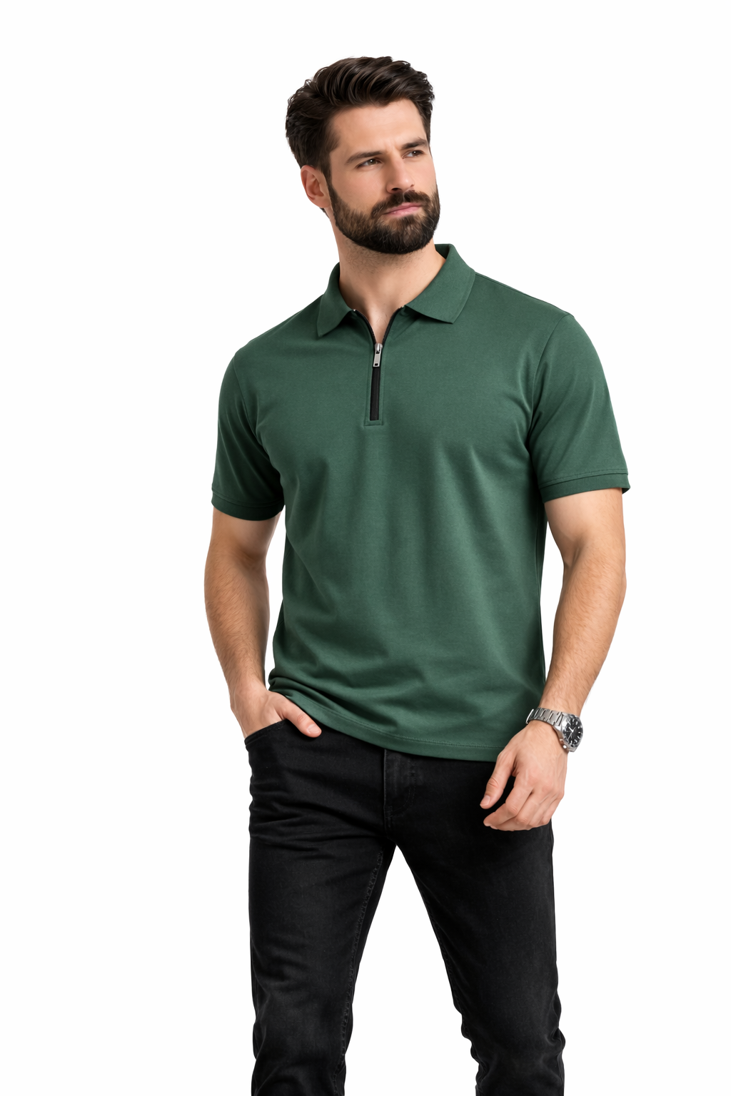 HALF ZIPPER POLO GREEN