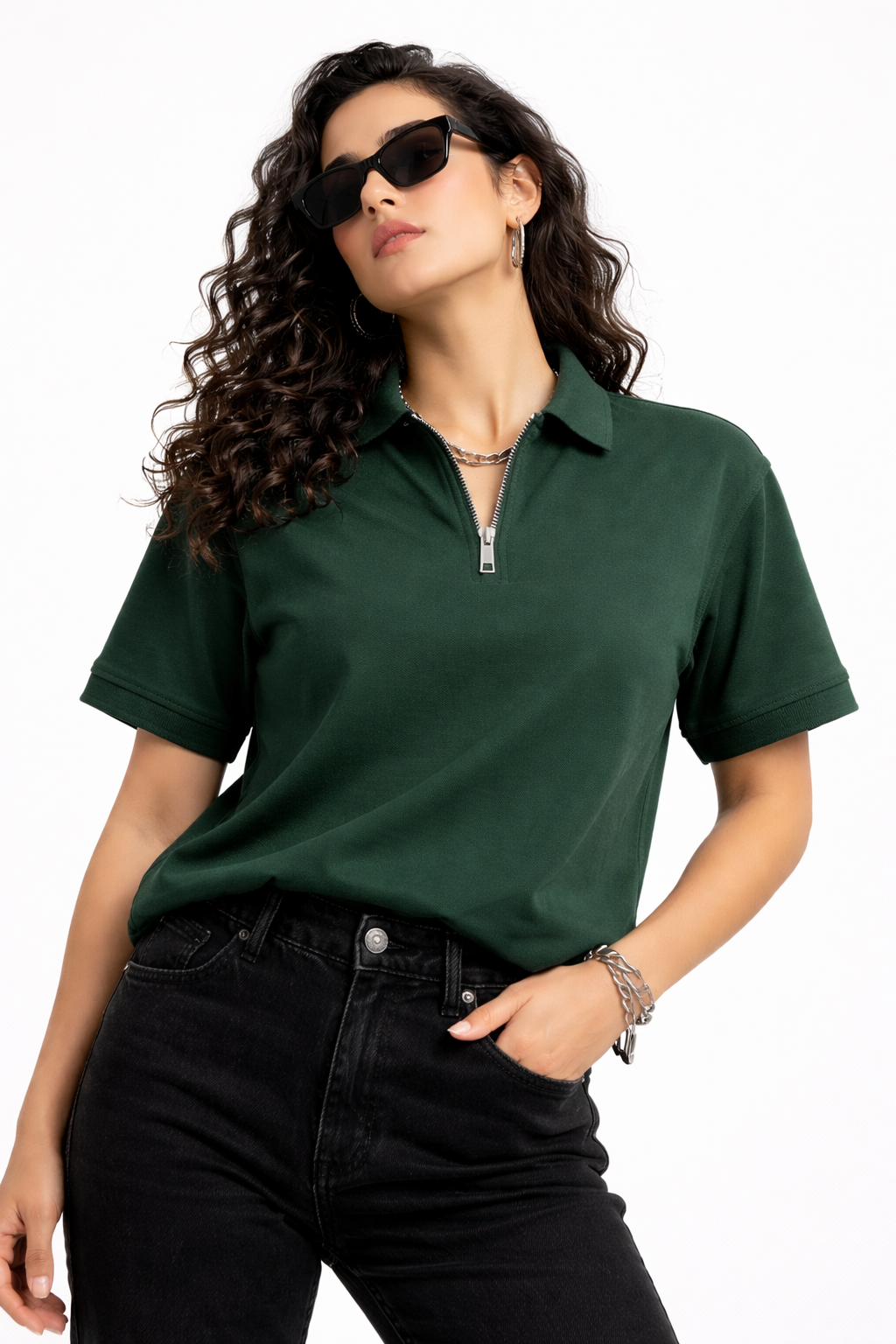 HALF ZIPPER POLO GREEN