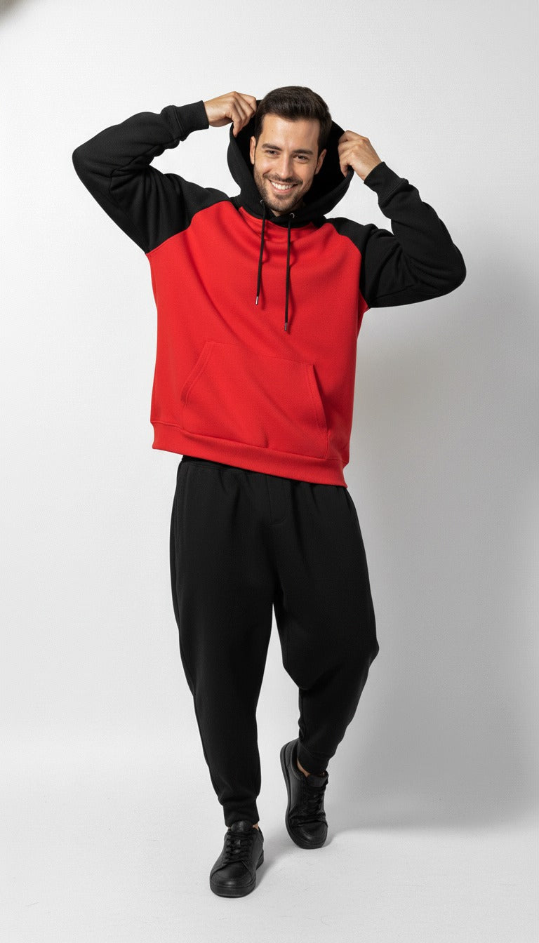 RAGLAN RED/BLACK HOODIE