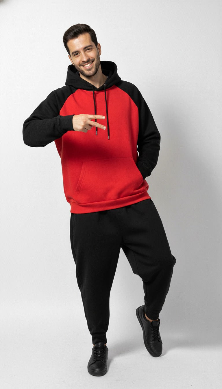 RAGLAN RED/BLACK HOODIE