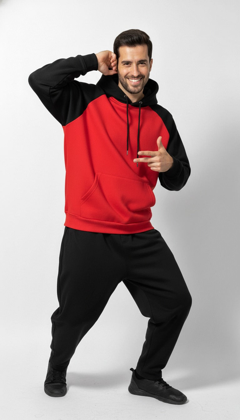 RAGLAN RED/BLACK HOODIE