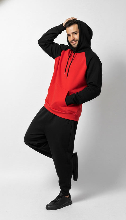 RAGLAN RED/BLACK HOODIE
